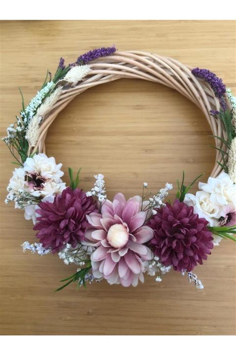 Sizin Bahçe Mor Ve Beyaz Çiçekli Kapı Süsü