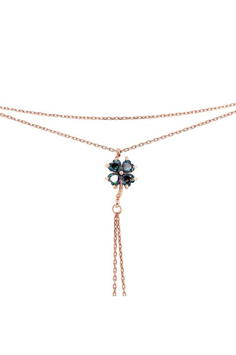 charmin Kadın Pembe Altın Dört Yapraklı Yonca Gümüş Şahmeran