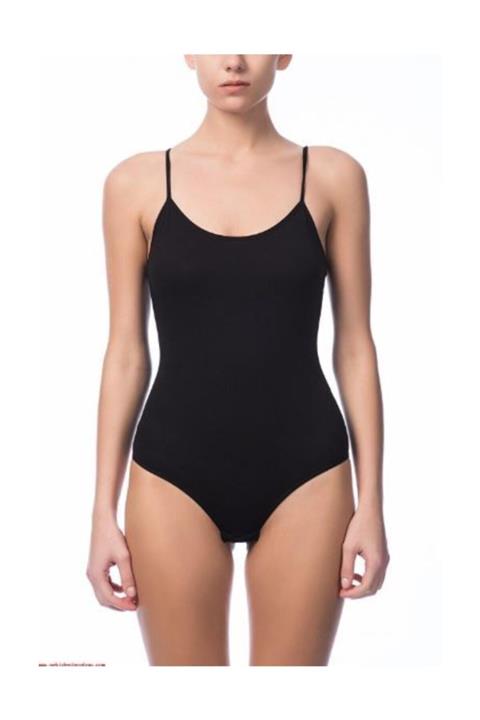 NBB Kadın Siyah Ince Askılı Çıtçıtlı Body Atlet