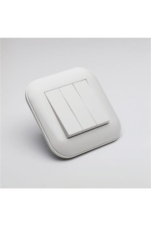 OVİVO Loft Beyaz Üçlü Anahtar ve Çerçeve