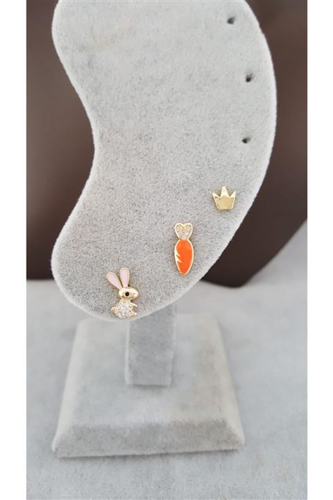 Lenaca Üçlü Set Çelik Küpe