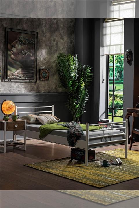 Unimet Manyas Tek Kişilik Ferforje Metal Karyola-Beyaz