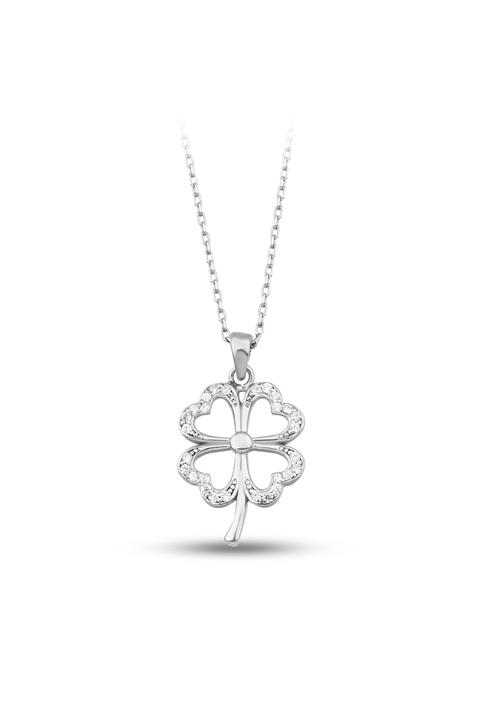 Sanal Kuyumculuk Dört Yapraklı Yonca Gümüş Kolye