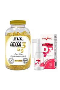 FLX Omega 3-6-9 90 Tablet & Nevfix Vitamin D3 Sıvı 20 Ml