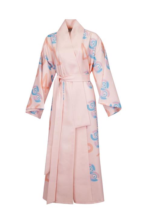 Eight Date E8d8 Number Eight Kuşaklı Oversized Dijital Baskılı Renkli Krep Uzun Kimono Nkork_01