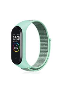 Xiaomi Mi Band 3/4 Uyumlu Örgü Işlemeli Ayarlanabilir Hasır Kayış Kordon Turkuaz Krd-03-14