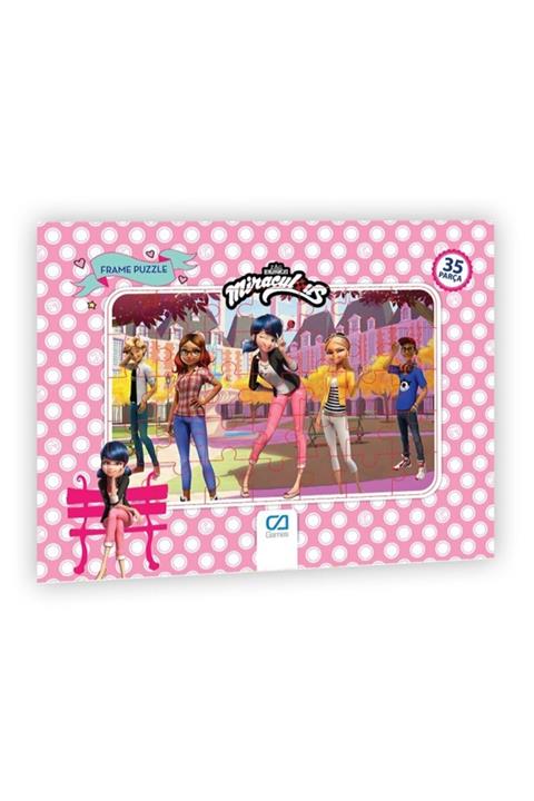 CA Games Miraculous Uğur Böceği Ve Kara Kedi Frame Puzzle/yapboz 35 Parça Beyaz Tema