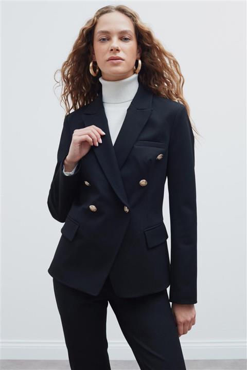 Perspective Jordy Erkek Yaka Slim Fit Siyah Ceket