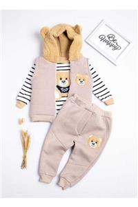 Le Mabelle Bej Teddy Yelekli Çocuk Set - Mabel