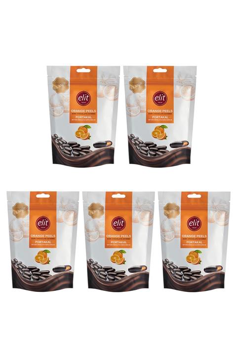 Elit Çikolata Bitter Çikolata Kaplı Portakal Draje 125g 5'li Set