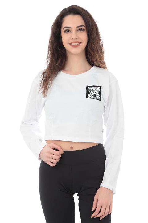 Vans Kadın T-Shirt Beyaz - Calı Natıve Ls Top  - 0A3UPDWHT1
