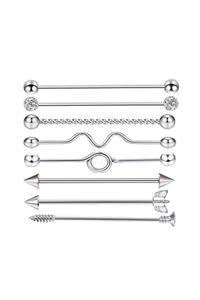 Chavin Çelik Industrial Kulak Piercing Cross Helix Kadın Küpe Ep33by