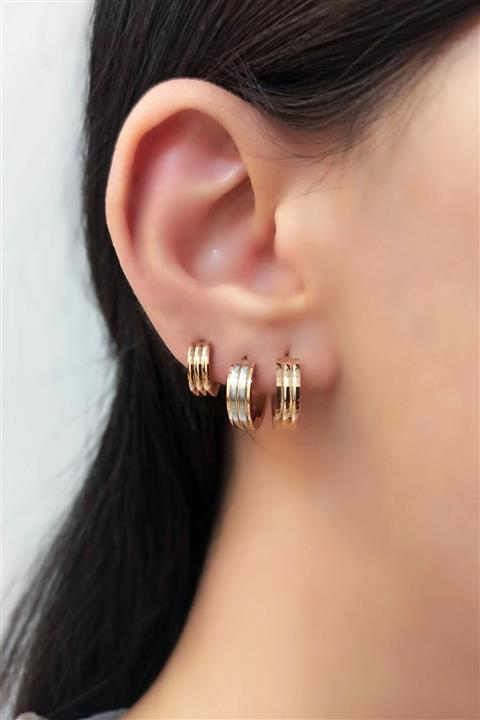Çlk Accessories Çelik 3 Lü Lazer Kesim Halka Çelik Küpe Trküpe34136 B33503