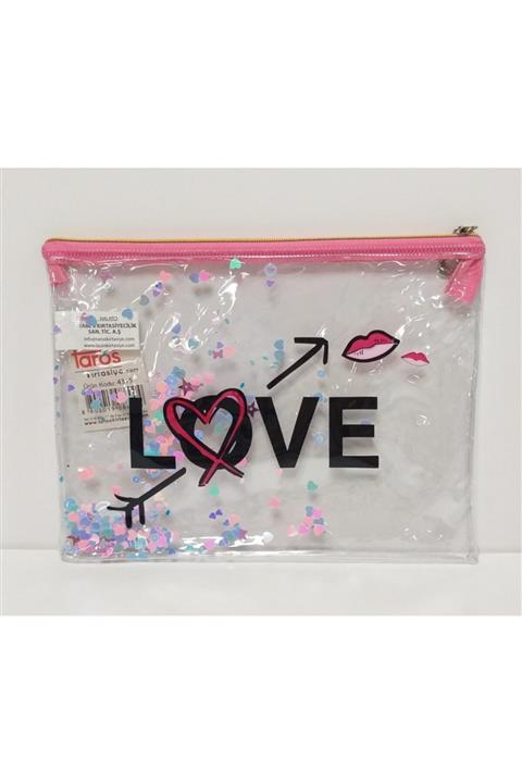 Taros Pul Detaylı Şeffaf Kalemlik Love 4315