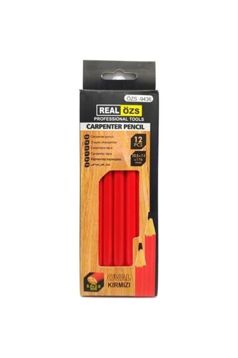 Real Özs Kırmızı Marangoz Kalemi 12'li