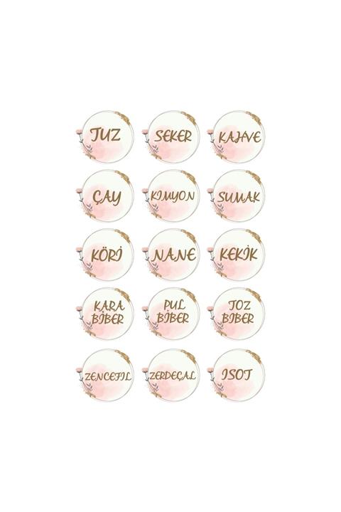 LALEZEN Mutfak Kavanoz Baharatlık Sticker - Baharat Etiket - Hediyeli Gönderim-( 45 Çeşit ) -