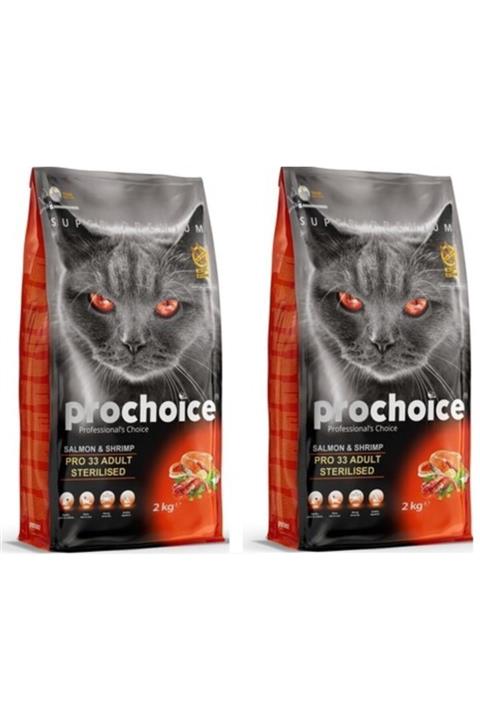 ProChoice Pro Choice Pro 33 Somon Ve Karidesli Kısırlaştırılmış Yetişkin Kuru Kedi Maması 2kgx2=4 Kg