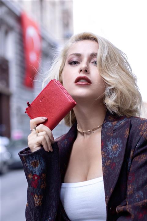 Ipex Leather Kırmızı Kadın Cüzdan / Portföy