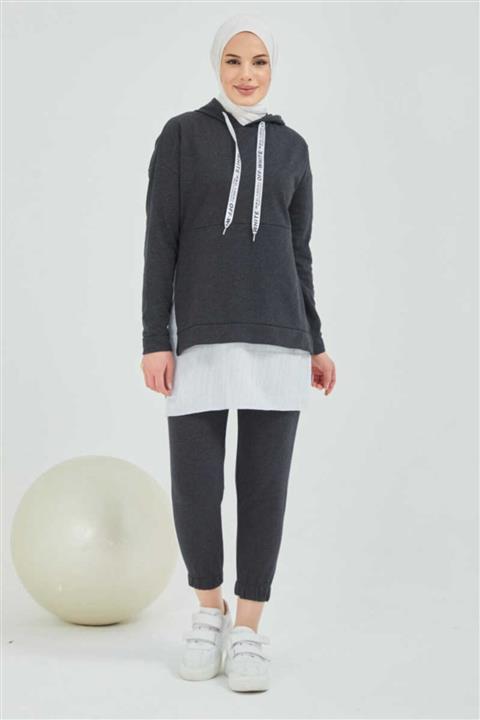 BURCU TESETTÜR Yandan Yırtmaçlı Eşofman Takımı