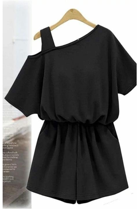 JANES Kadın Siyah Şort Tulum Süprem Kumaş