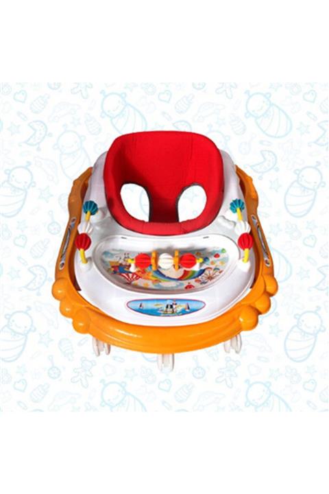 Aybek bebe Turuncu Kırmızı Müziksiz Oyunlu Yürüteç