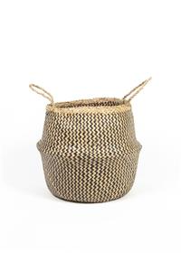 Wisha Natural Zigzag Large Boy Katlanabilir Hasır Sepet / Saksılık 35x32cm