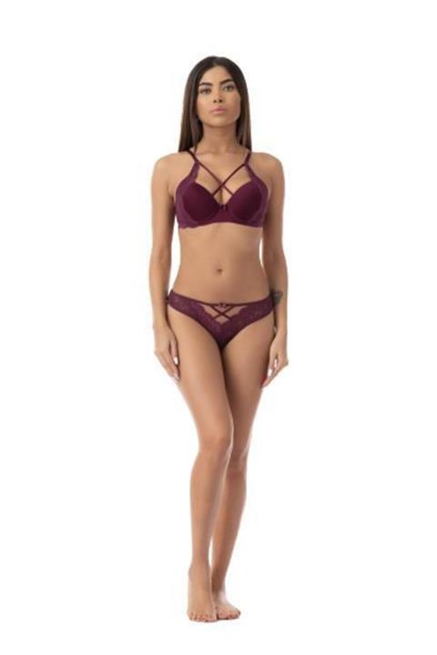 Elif İç Giyim Kadın Mürdüm Desteksiz Sütyen Takımı