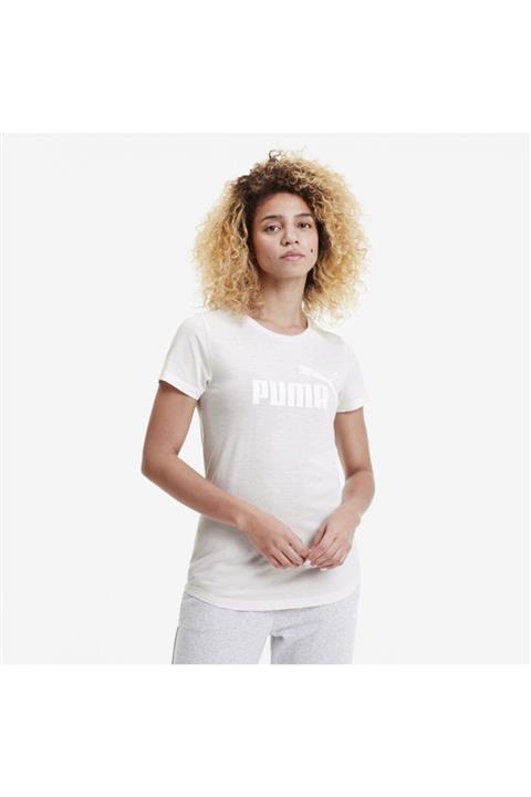 Puma ESS+ LOGO HEATHER TEE Pudra Kadın T-Shirt 100547657