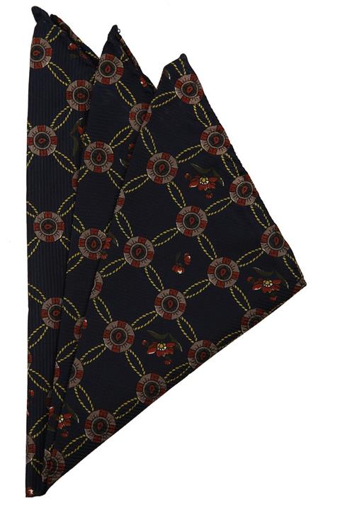 La Pescara Erkek Lacivert Motif Baskılı İpek Mendil SPS277 KRVT8690002221653