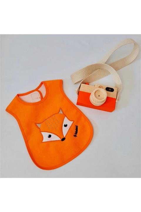 MiniKabin Tilki Desenli Bebek Mama Önlüğü