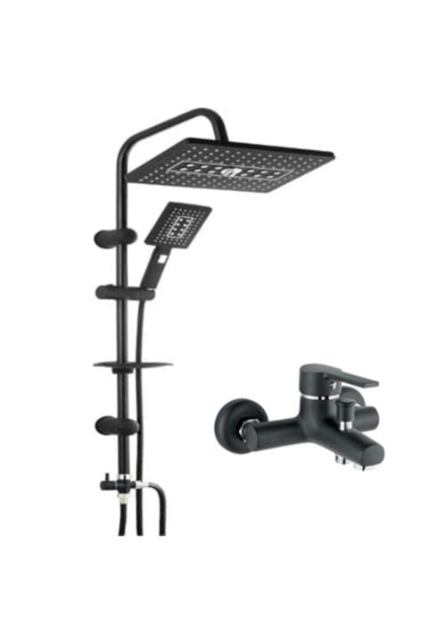 SUPOR Çift Başlıklı Siyah Kule Duş Takımı (Batarya Dahil)