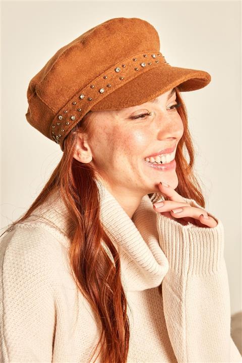 YLondon 12848-10 Kaşe Taşlı Camel Bucket Kasket