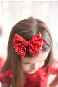 PixyLove Kırmızı Kız Çocuk Bandana Fiyonk Spangle