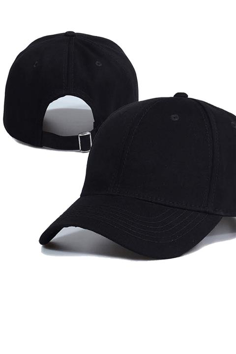 Capstories Siyah Düz Cap Pamuklu Unisex Snapback Yeni Sezon Şapka
