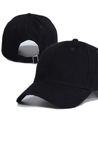 Capstories Siyah Düz Cap Pamuklu Unisex Snapback Yeni Sezon Şapka