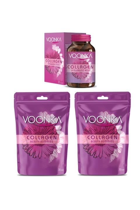 Voonka Beauty Collagen Hyaluronic Acid 32 Tablet Collagen Beauty Gummies 30 Çiğnenebilir Tablet X2 Adet