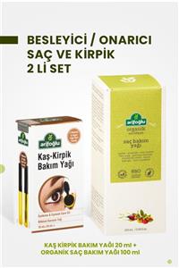 Arifoğlu Kaş Kirpik Bakım Yağı 20 ml + Organik Saç Bakım Yağı 100 ml 2 Li Set