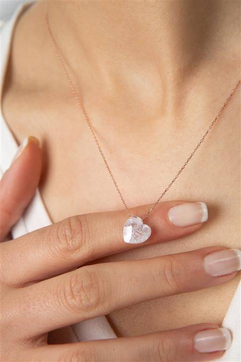 Elika Silver Kadın Faset Kesim Kalp Model 925 Ayar Gümüş Kolye