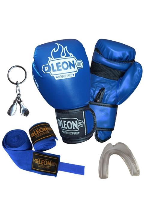 By Leon 1982 Leon Blade Training Boks Eldiveni, Bandaj Dişlik Anahtarlık Seti Mavi