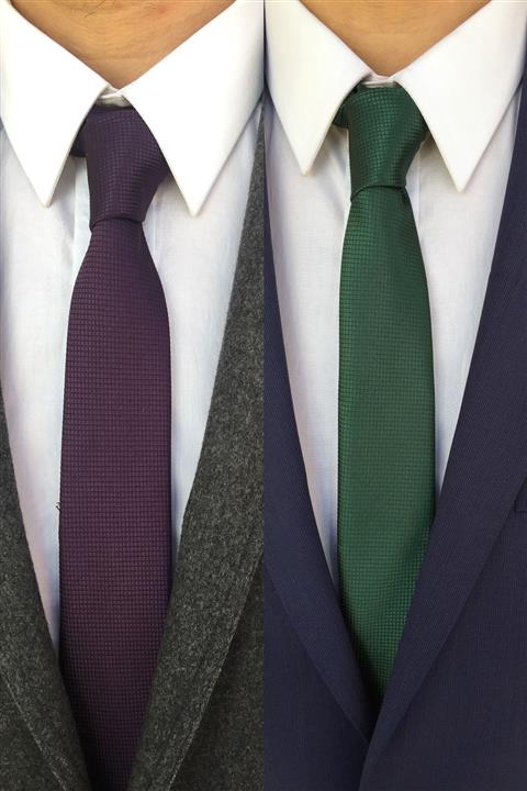 Kravatistan Mor Ve Yeşil Kravat Mendil Seti