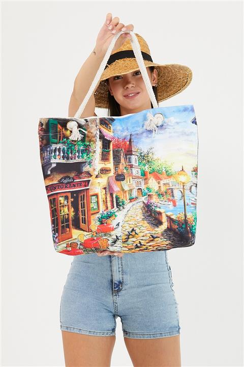 Ludo Vico Kadın Bez Çanta Manzara Desenli