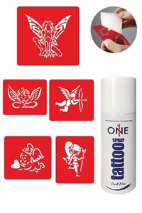 ONE SPRAY TATTOO Melek Şeytan Geçici Dövme Seti Dark Blue Sprey Ve 5 Desen 7700325