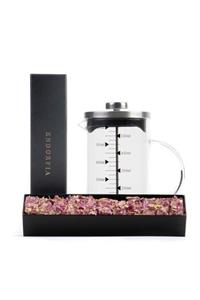 endorfia 600 Ml Ateşe Dayanıklı Borosilikat Cam French Press Ve Single Slim Gül Yapraklı Lokum Siyah