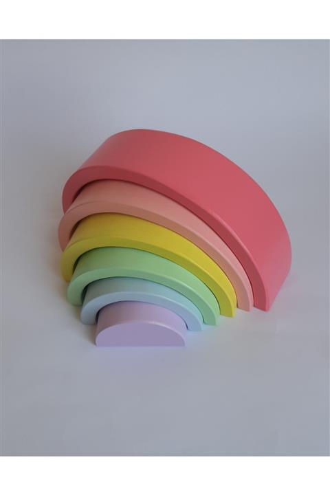 ABS Ahşap Gökkuşağı 6 Parçalı Pastel Renklerde