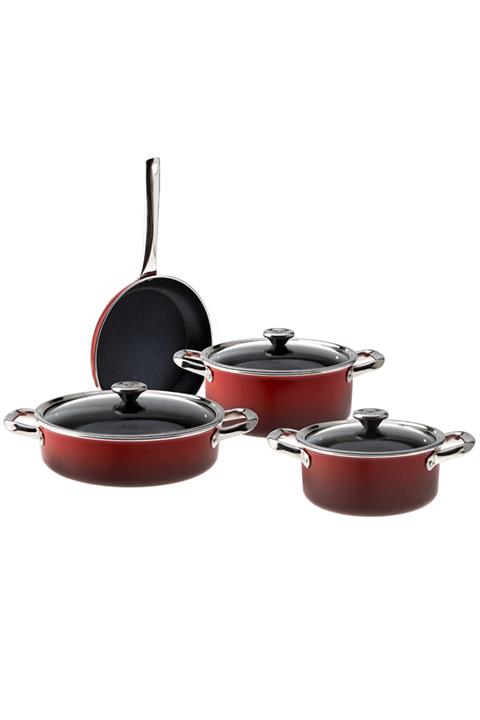 Jumbo Rainbow Red 7 Parça Diamond Tencere Seti