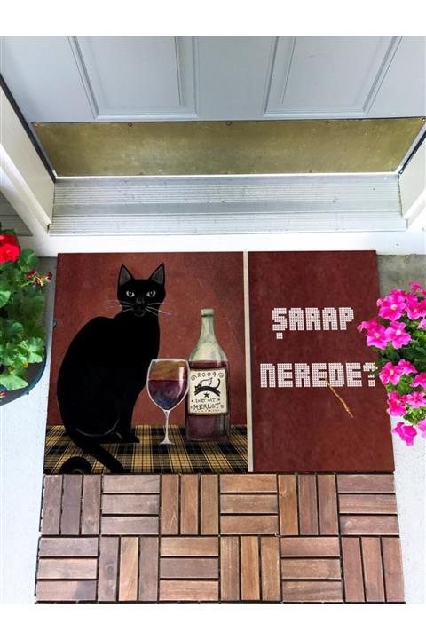 Buket Home Şarap Nerede Kapı Önü Paspası Dekoratif Kapı Paspası Dış Mekan Paspas Ev Içi Paspası 45x70cm