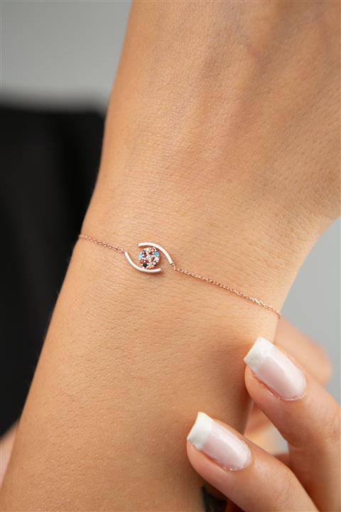 Elika Silver Kadın Renkli Taş Detaylı 925 Ayar Gümüş Bileklik