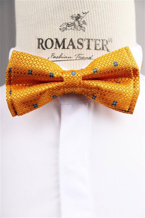 ROMASTER Sarı Renk Desenli Erkek Papyon