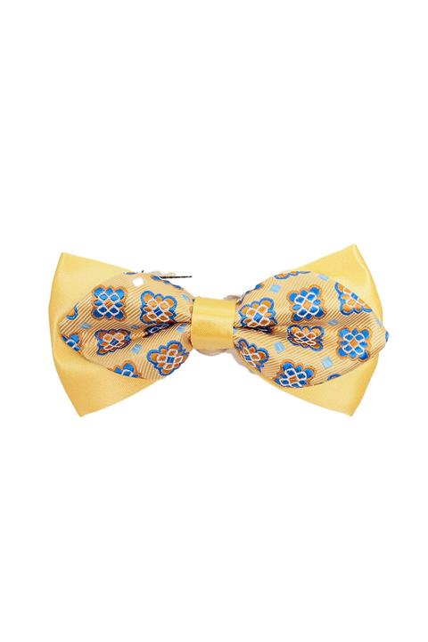 ROMASTER Sarı Renk Kare Desenli Erkek Papyon