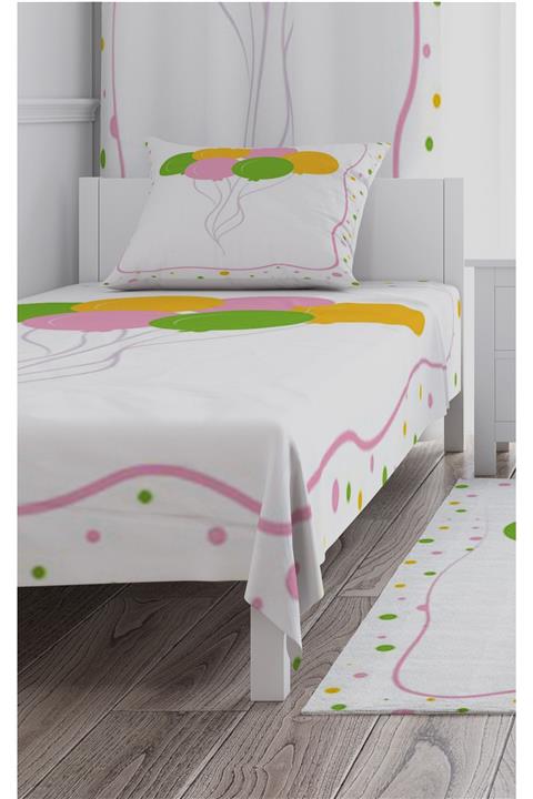CİCİ TASARIM ÜRÜNLERİ Yatak Örtüsü Renkli Uçan Balonlar 140x220+ Yastık Kılıfı Hediye